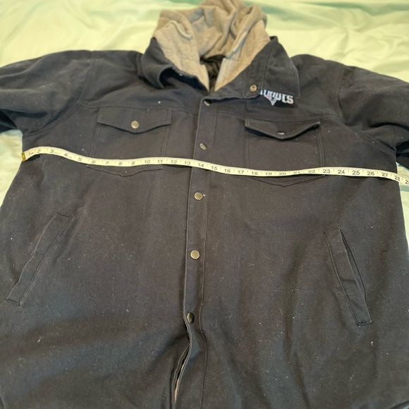 Men's XXL Dunbrooke Workwear Canvas Navy hooded jacket. New England Patriots. - Picture 4 of 15